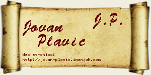 Jovan Plavić vizit kartica